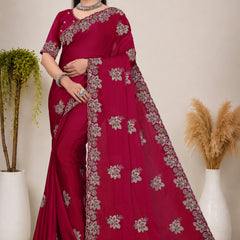 Elegant Georgette Sequins Embroidered Saree