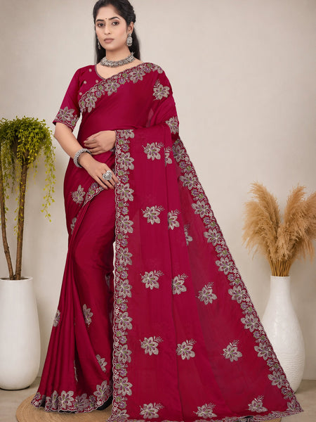 Elegant Georgette Sequins Embroidered Saree