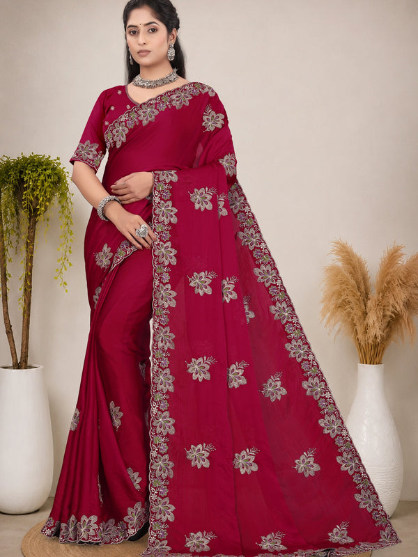 Elegant Georgette Sequins Embroidered Saree