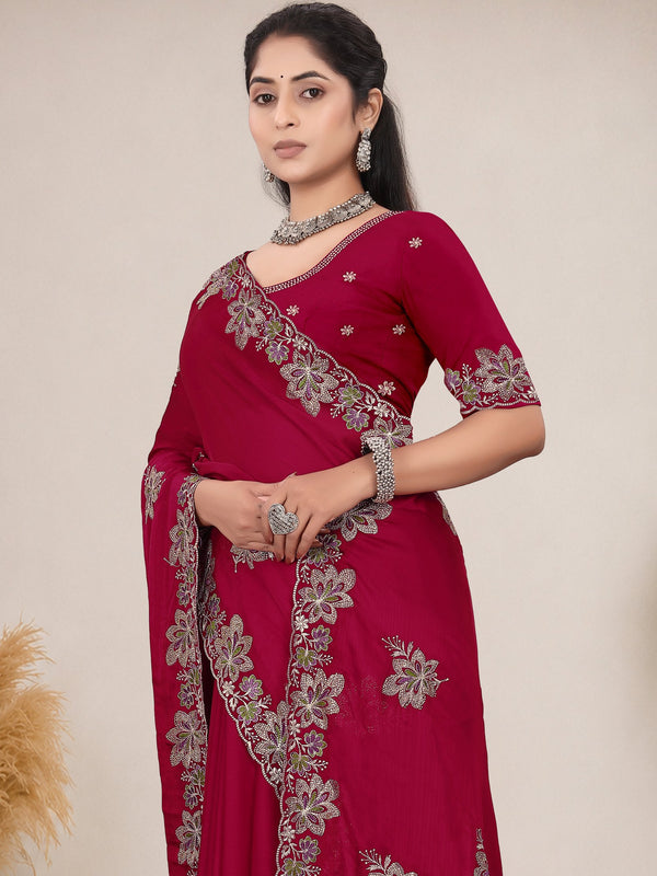 Elegant Georgette Sequins Embroidered Saree