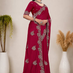 Elegant Georgette Sequins Embroidered Saree