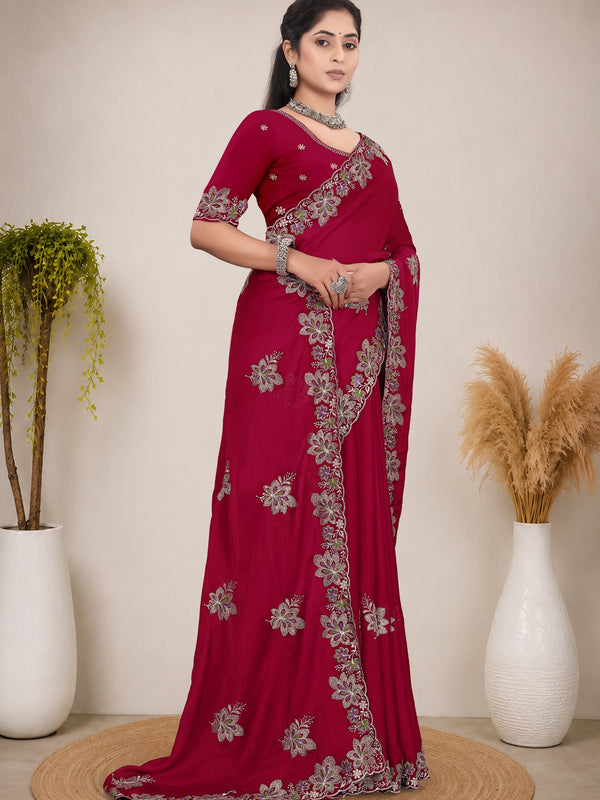 Elegant Georgette Sequins Embroidered Saree