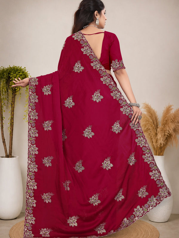 Elegant Georgette Sequins Embroidered Saree