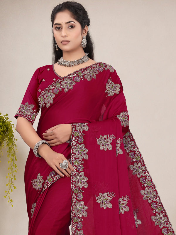 Elegant Georgette Sequins Embroidered Saree