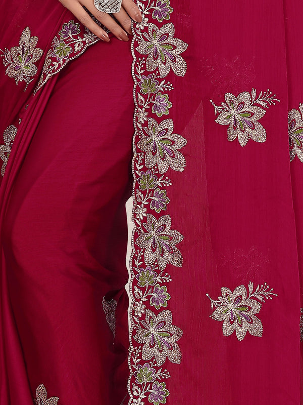 Elegant Georgette Sequins Embroidered Saree