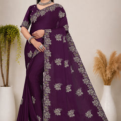 Elegant Georgette Sequins Embroidered Saree