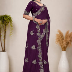 Elegant Georgette Sequins Embroidered Saree