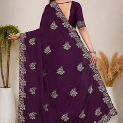 Elegant Georgette Sequins Embroidered Saree