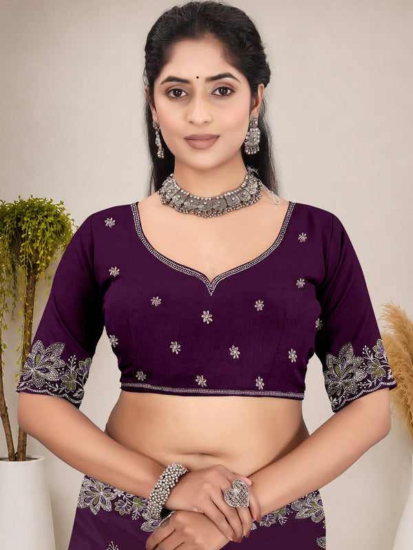 Elegant Georgette Sequins Embroidered Saree