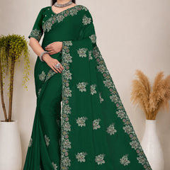 Elegant Georgette Sequins Embroidered Saree