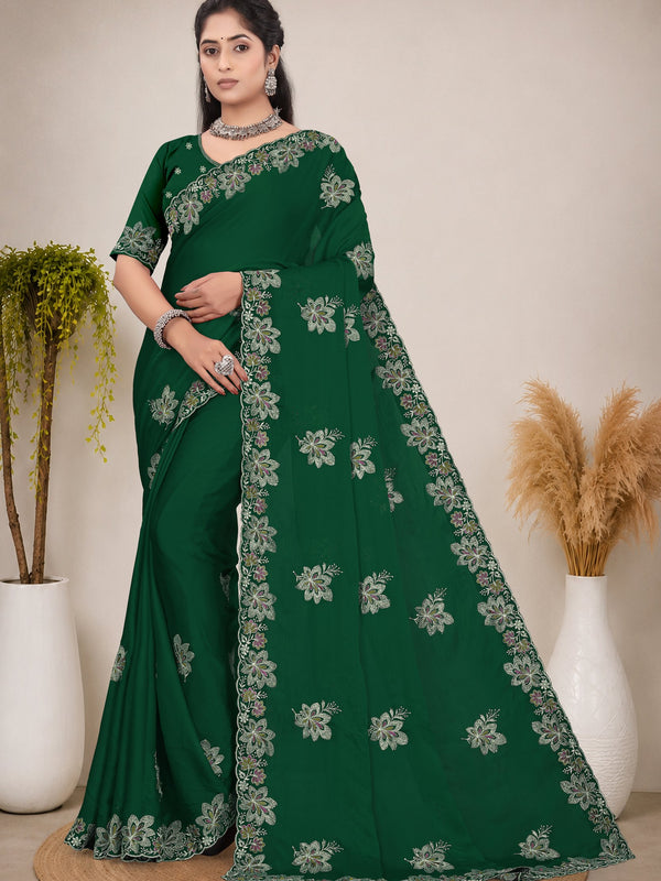 Elegant Georgette Sequins Embroidered Saree