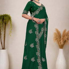 Elegant Georgette Sequins Embroidered Saree