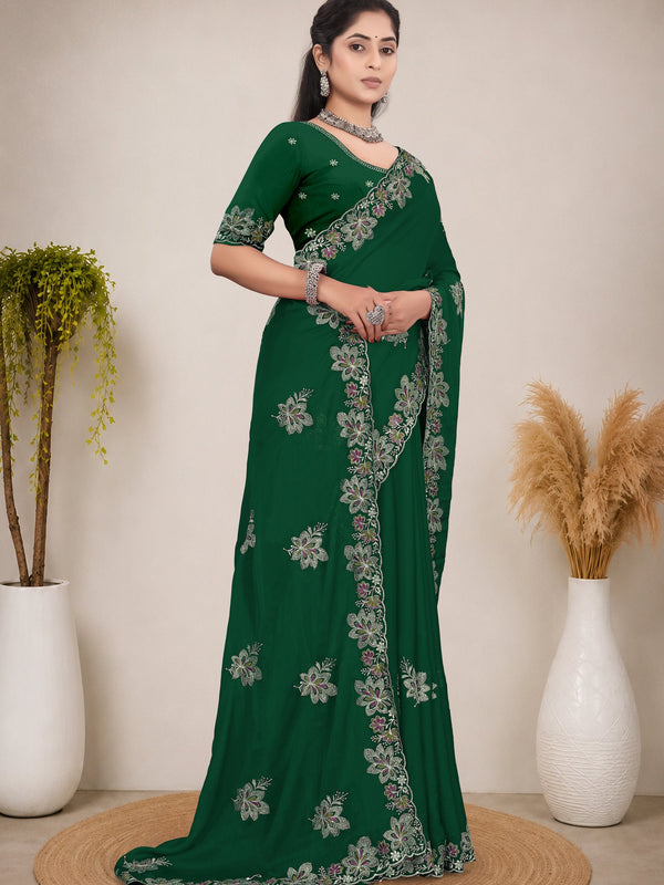 Elegant Georgette Sequins Embroidered Saree