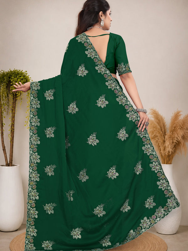 Elegant Georgette Sequins Embroidered Saree