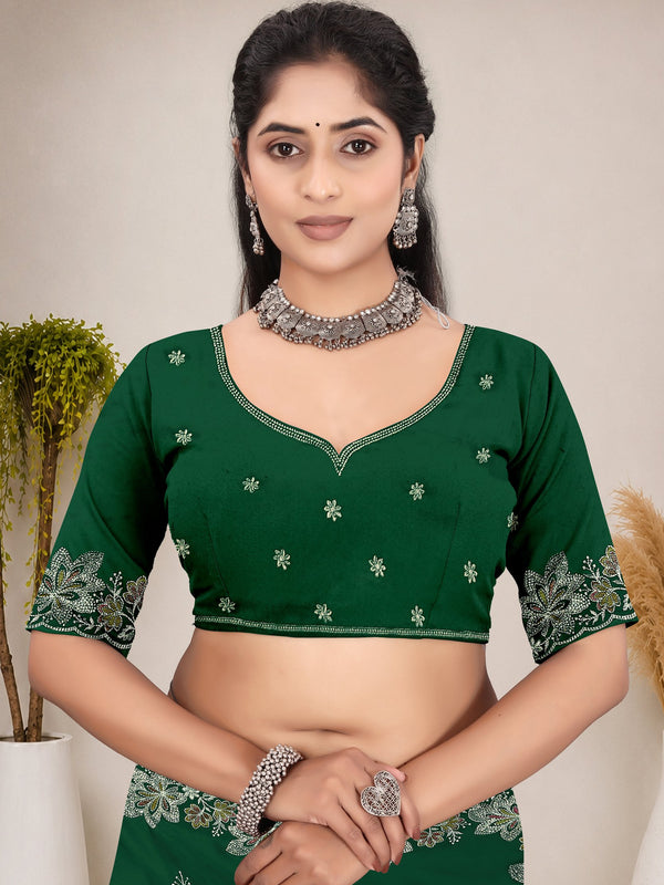 Elegant Georgette Sequins Embroidered Saree