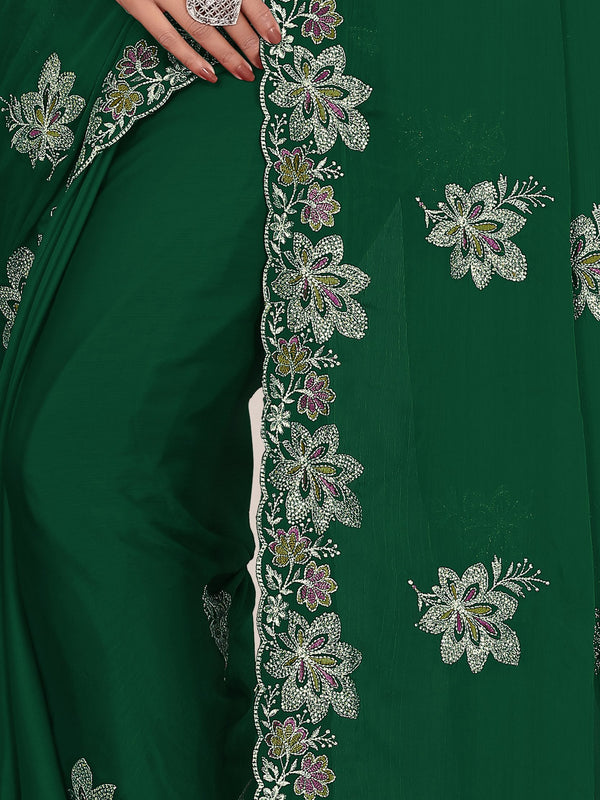 Elegant Georgette Sequins Embroidered Saree