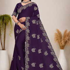 Elegant Georgette Sequins Embroidered Saree