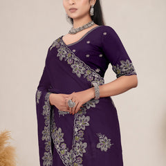 Elegant Georgette Sequins Embroidered Saree