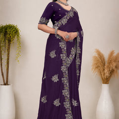 Elegant Georgette Sequins Embroidered Saree