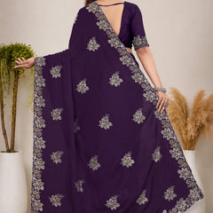 Elegant Georgette Sequins Embroidered Saree