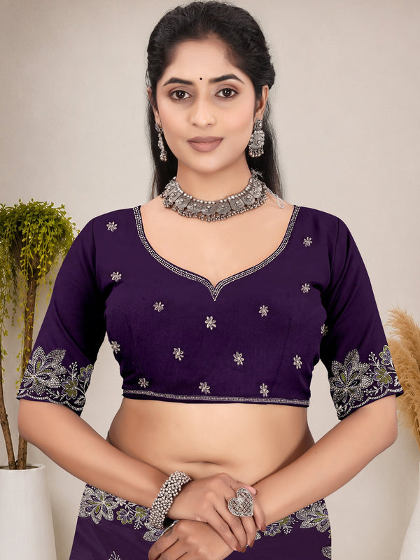 Elegant Georgette Sequins Embroidered Saree