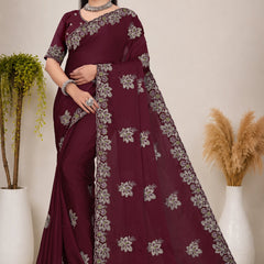 Elegant Georgette Sequins Embroidered Saree