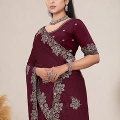 Elegant Georgette Sequins Embroidered Saree