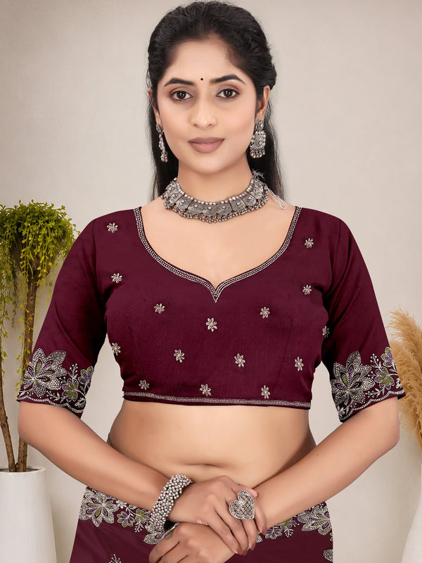Elegant Georgette Sequins Embroidered Saree
