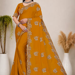Elegant Georgette Sequins Embroidered Saree