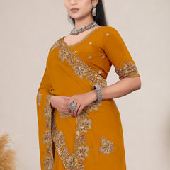 Elegant Georgette Sequins Embroidered Saree