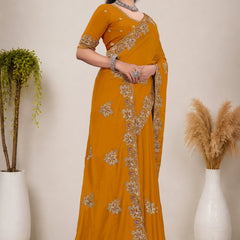 Elegant Georgette Sequins Embroidered Saree