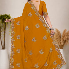 Elegant Georgette Sequins Embroidered Saree
