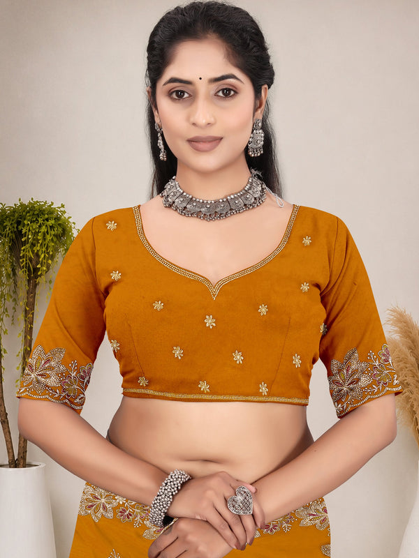 Elegant Georgette Sequins Embroidered Saree