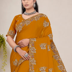 Elegant Georgette Sequins Embroidered Saree