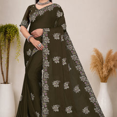 Elegant Georgette Sequins Embroidered Saree