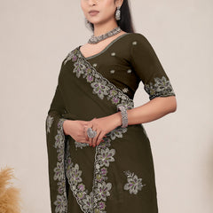 Elegant Georgette Sequins Embroidered Saree