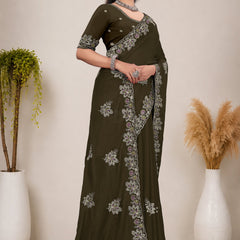 Elegant Georgette Sequins Embroidered Saree
