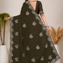 Elegant Georgette Sequins Embroidered Saree