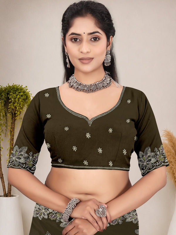 Elegant Georgette Sequins Embroidered Saree