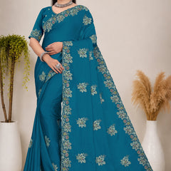 Elegant Georgette Sequins Embroidered Saree