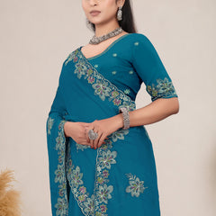 Elegant Georgette Sequins Embroidered Saree