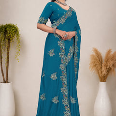 Elegant Georgette Sequins Embroidered Saree