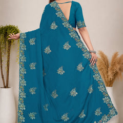 Elegant Georgette Sequins Embroidered Saree