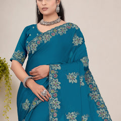 Elegant Georgette Sequins Embroidered Saree