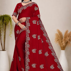 Elegant Georgette Sequins Embroidered Saree