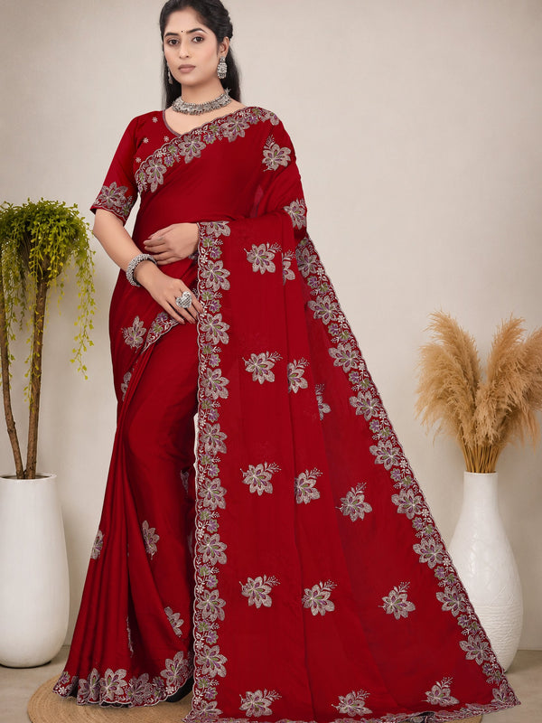 Elegant Georgette Sequins Embroidered Saree