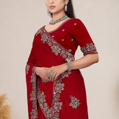 Elegant Georgette Sequins Embroidered Saree