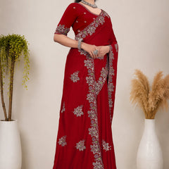 Elegant Georgette Sequins Embroidered Saree