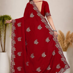 Elegant Georgette Sequins Embroidered Saree