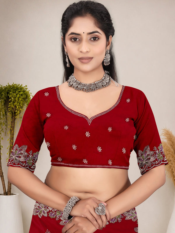 Elegant Georgette Sequins Embroidered Saree